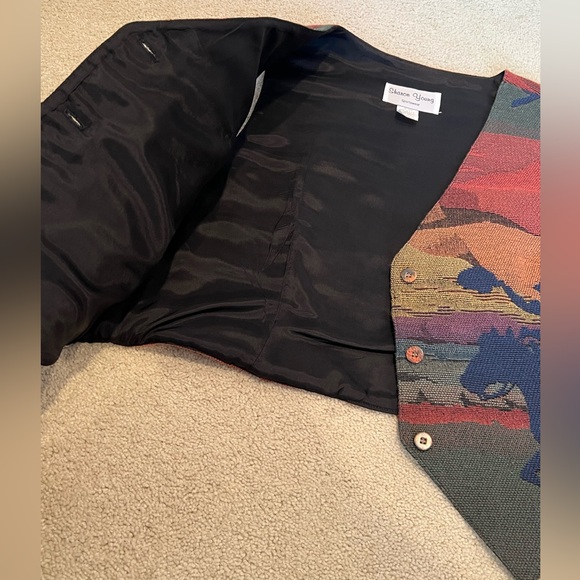 Sharon Young vintage Southwest cowboy on horseback Vest - Picture 7 of 15